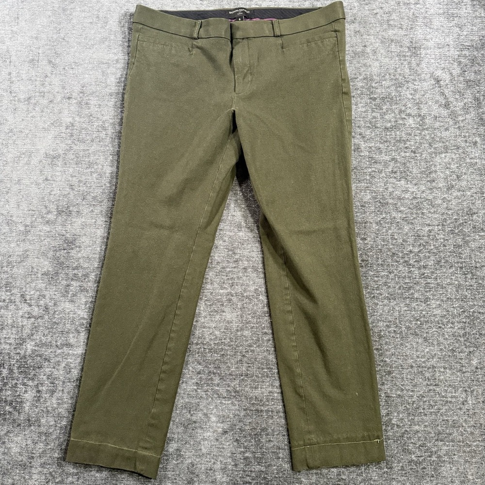 Banana Republic Sloan Fit Chino Pants Womens‎ Size 8 Green Low Rise Flat Front